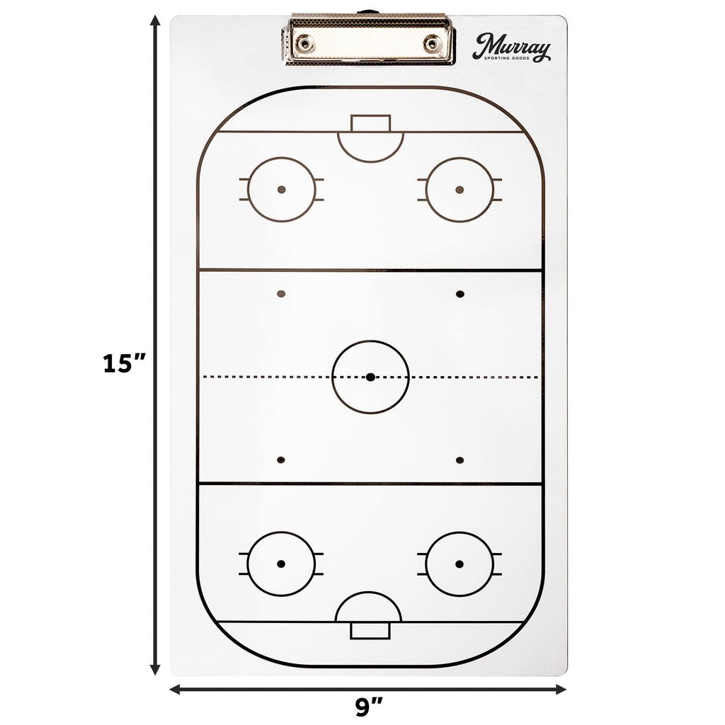 Murray Sporting Goods Dry Erase Coaches Clipboard | Double-Sided Dry Erase White Board (Hockey)