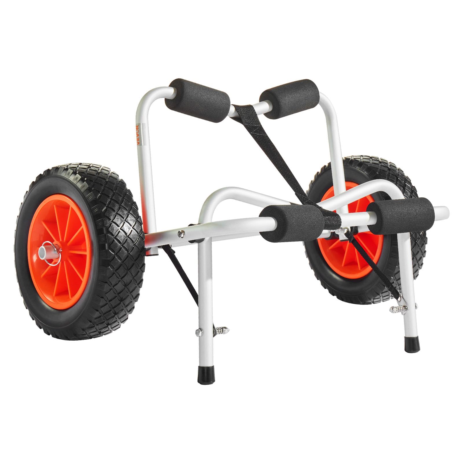 VEVOR Kayak Cart, 250 lbs Load Capacity, Foldable Kayak Trolley with 10-inch Solid Rubber Tires & 1 Ratchet Strap, Paddle Board