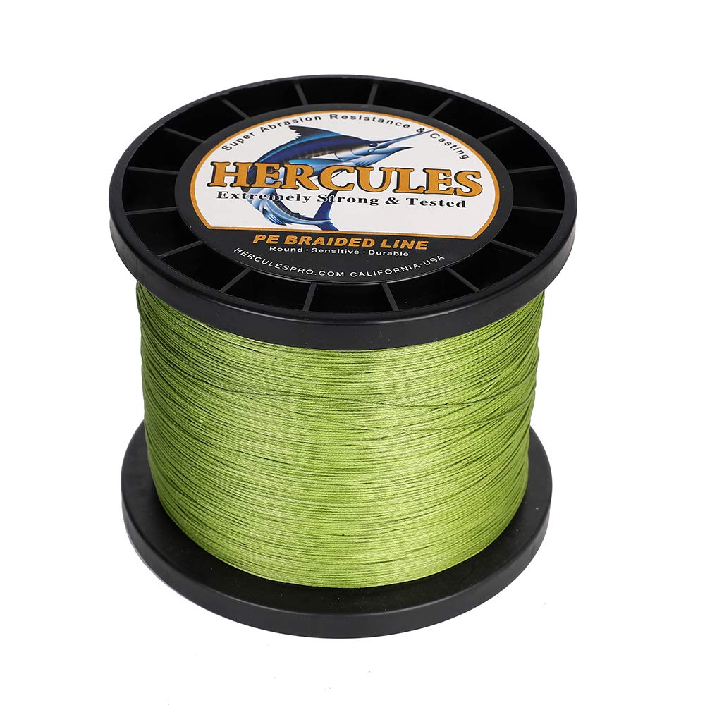 Hercules Braided Fishing Line 1500M 1640Yds 10Lbs-200Lbs Pe Superline 8 Strands (Army Green 120Lb/54.5Kg 0.58Mm)