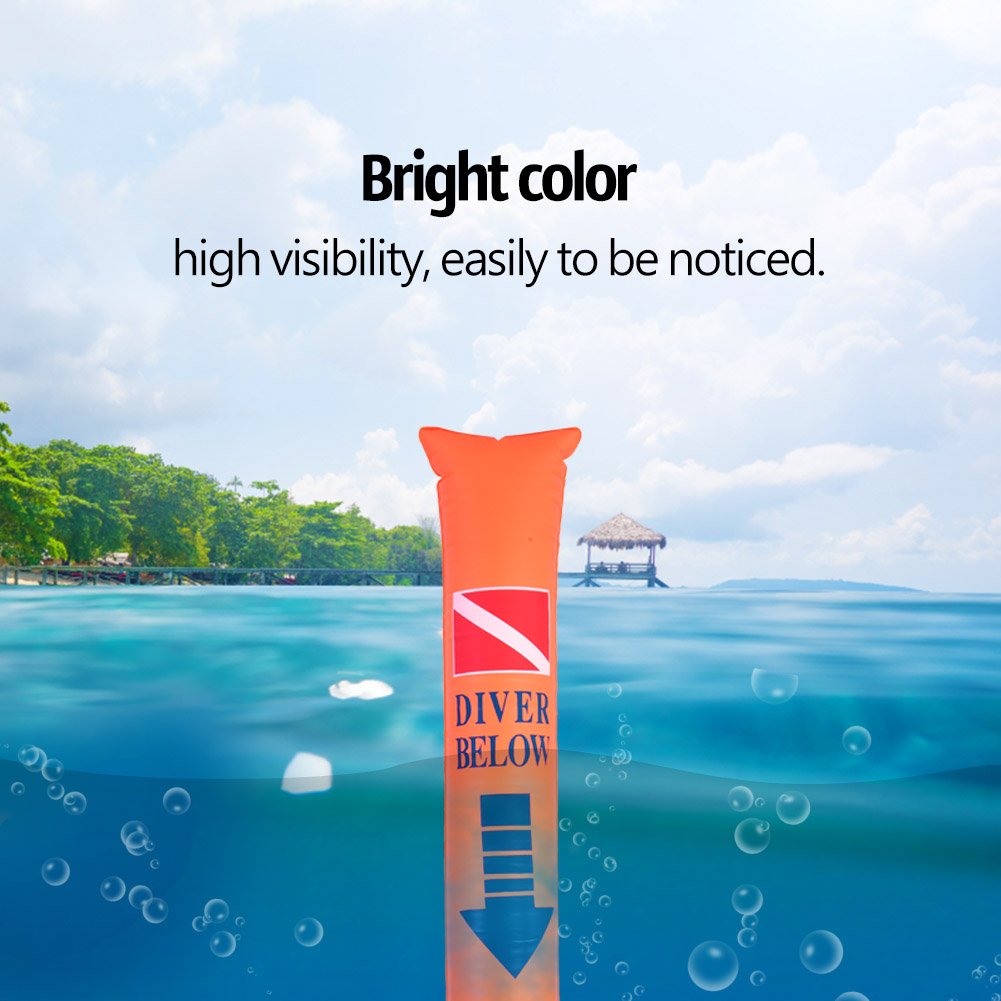 Inflatable Safety Sausage Tube, Scuba Surface Marker Buoy Diving Underwater Signal Flag Tube Snorkeling Storage Bag Dive Reel Hi