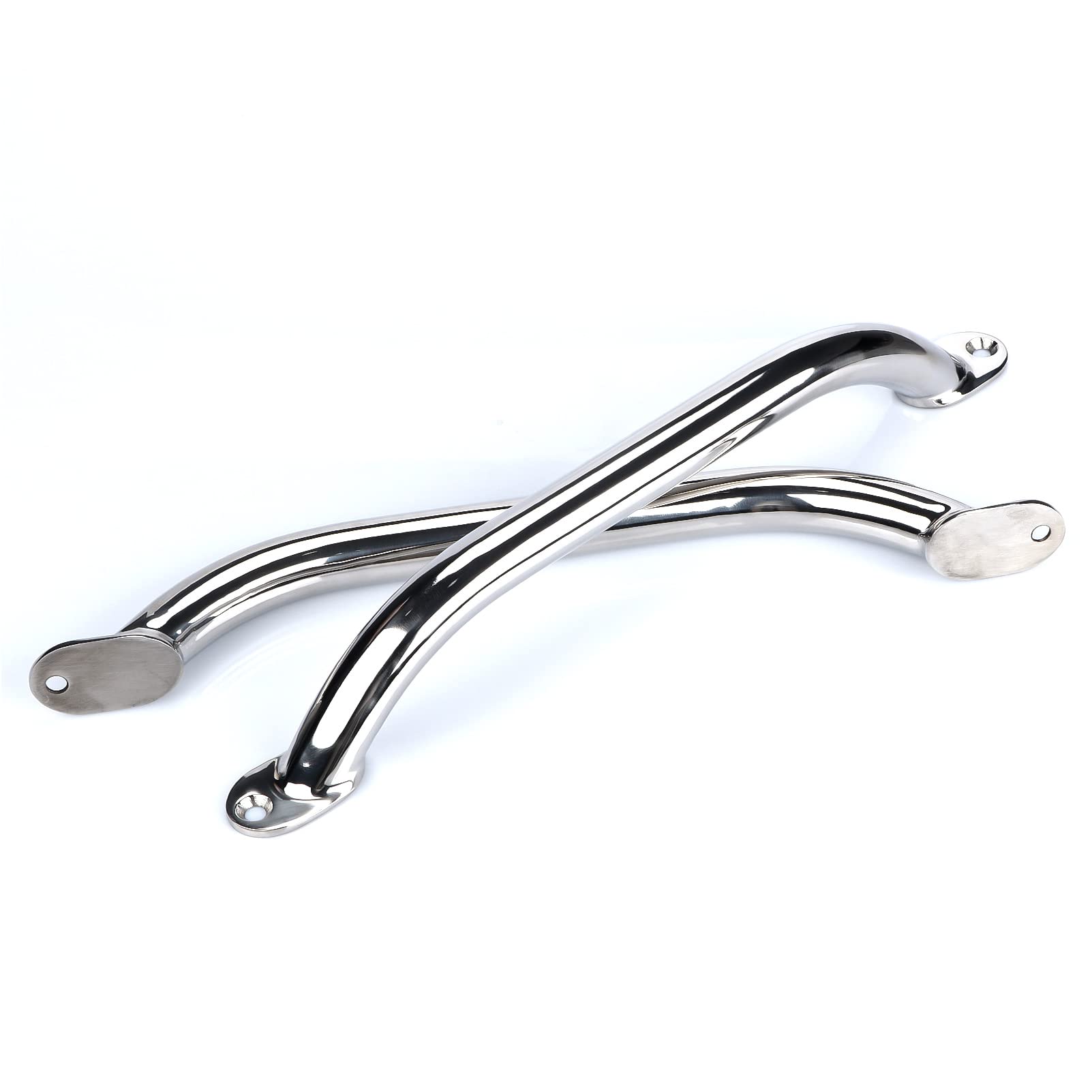 2Pcs Boat Handrail Grab Handle Polished Stainless Steel Round Tube - 12'' Long Marine Grab Handle