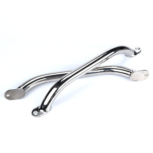 2Pcs Boat Handrail Grab Handle Polished Stainless Steel Round Tube - 12'' Long Marine Grab Handle