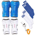 Wrzbest 2 Pair Kids Soccer Football Shin Guards Protector Calf Knee Protective Gear and 2 Pair Long Sleeve Socks with Profession