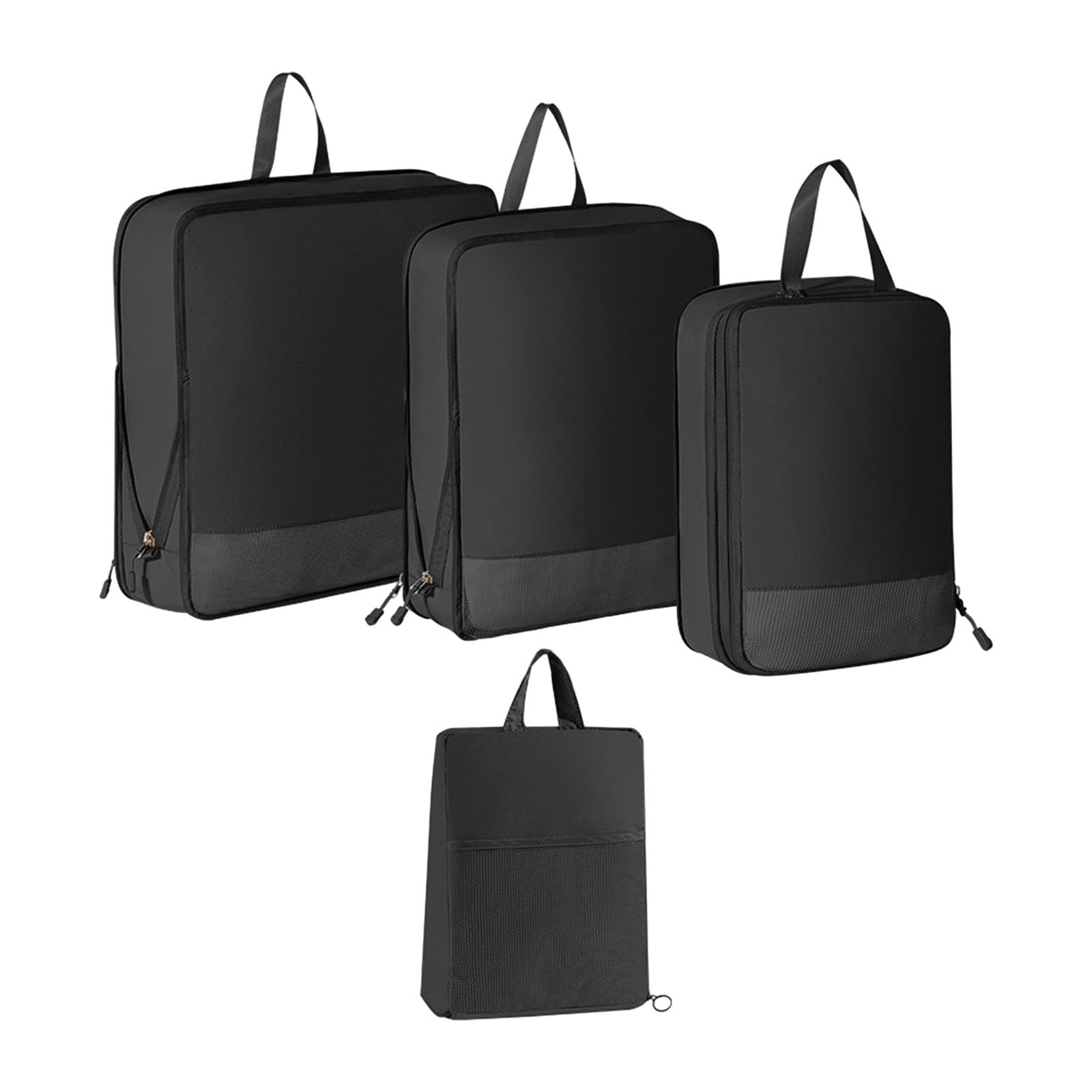 Myaddiction 4X Compression Packing Cubes Waterproof Wardrobe Organizers Bags For Camping Black