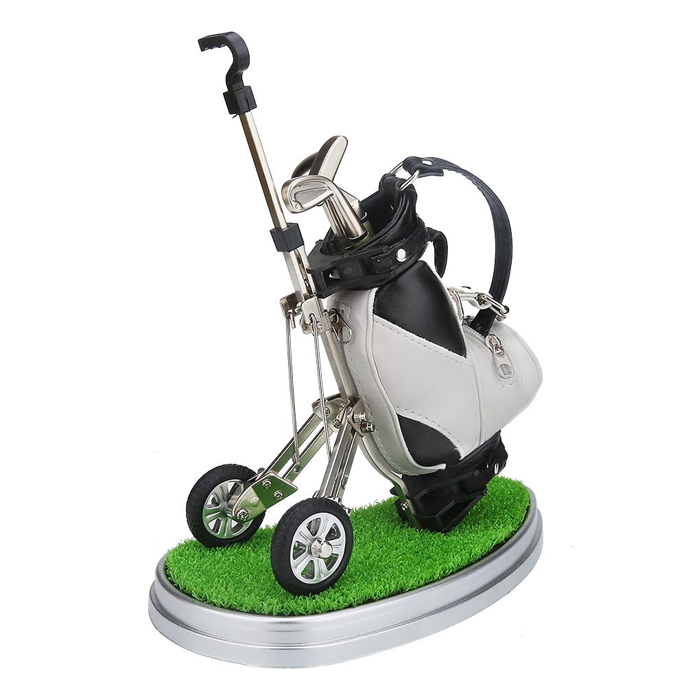 10L0L Golf Pen Holder With 3 Pieces Golf Club Pens Set Unique Golf Golf Desk Decor Gifts Souvenirs For Men - Black + White