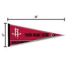 Rico Industries Nba Basketball Houston Rockets Personalized - Custom 12'' X 30'' Soft Felt Pennant - Ez To Hang