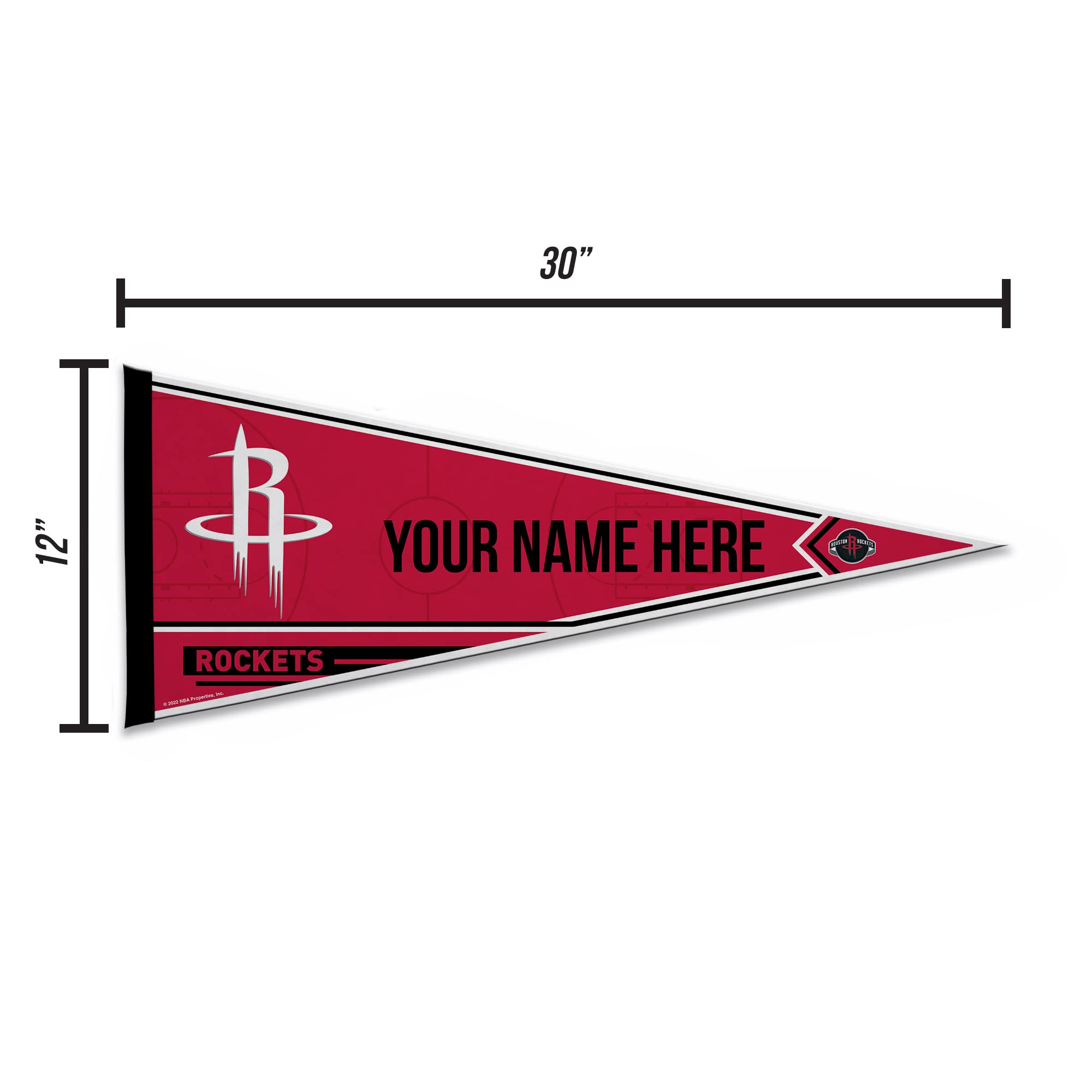 Rico Industries Nba Basketball Houston Rockets Personalized - Custom 12'' X 30'' Soft Felt Pennant - Ez To Hang