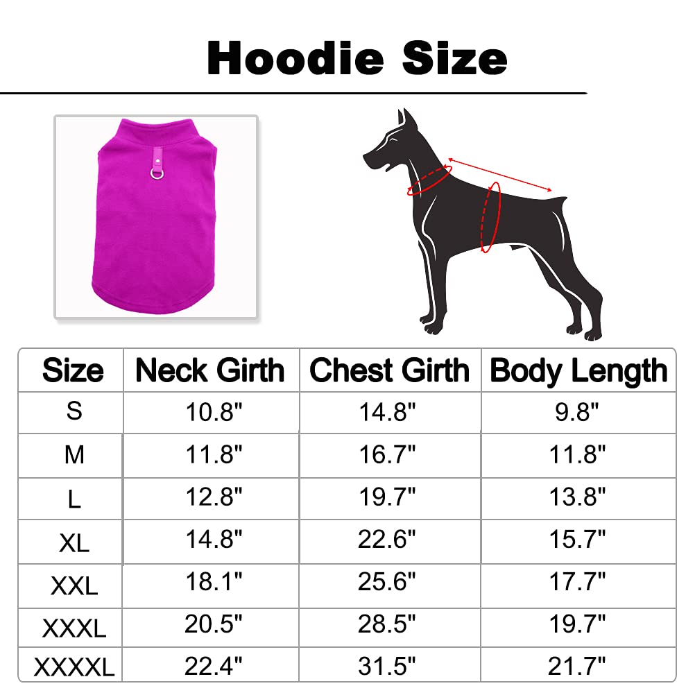 Dog Fleece Vest Soft Winter Jacket Sweater With D-Ring Leash Cold Weather Coat Hoodie For Small Medium Large Dogs Purple Small