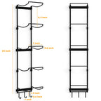 Yoga Mat Holder Wall Mount, Wall Rack Organizer, Storage Foam Roller And Block, With 5 Sectional And 3 Hooks For Hanging Yoga St