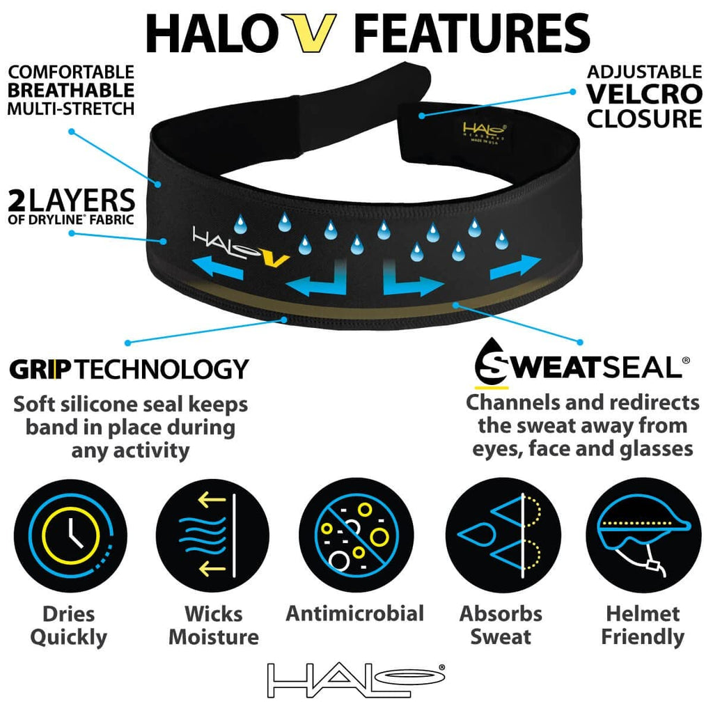 Halo Headband Sweatband Velcro Red