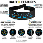 Halo Headband Sweatband Velcro Red