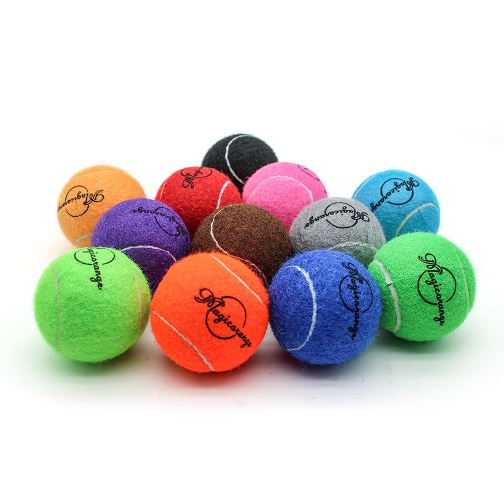 Magicorange Tennis Balls, 12 Pack Training Tennis Practice Balls, Pet Dog Playing Balls, Come With Mesh Bag For Easy Transport,
