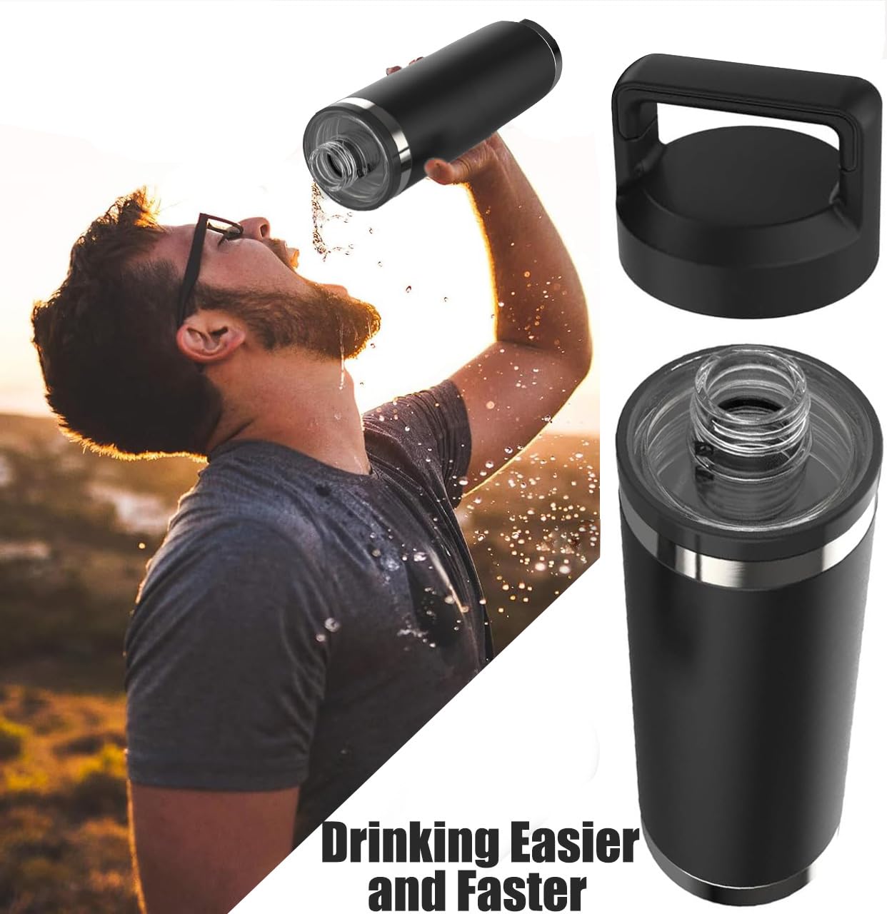 Replacement Lid Chug Cap For Yeti Rambler Bottle, Screw Top Lid Replacement Fits For 18Oz/ 26Oz/ 36Oz/ 64Oz Cap Cover Water Bott