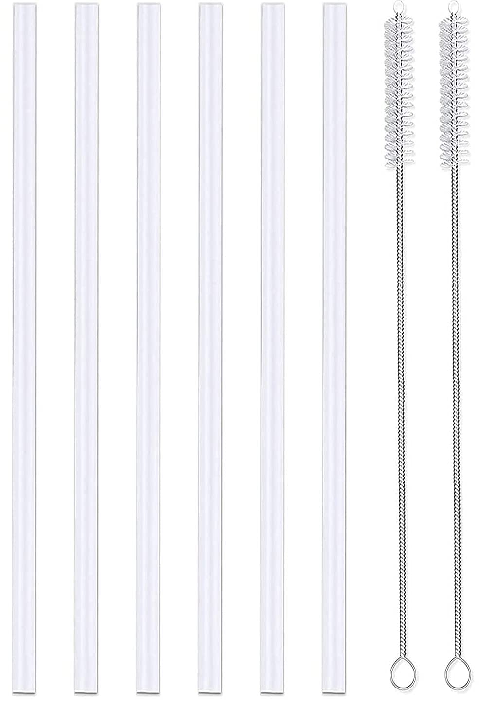 [6-Pack 8-Inch] Hydro Energy Replacement Straws For Hydro Flask Wide Mouth Water Bottle, 6 Straws And A 2 Straws Brushes Include