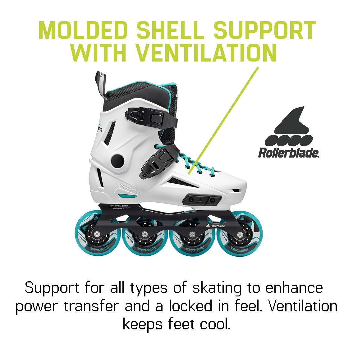 Rollerblade Lightning Women'S Urban Inline Skate, White And Aqua