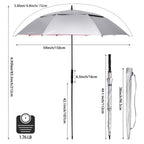 G4Free Vented Uv Golf/Beach Umbrella 68'' Arc, Auto Open Oversize Extra Large Windproof Sun Shade Rain Umbrellas(Silver/Pink)