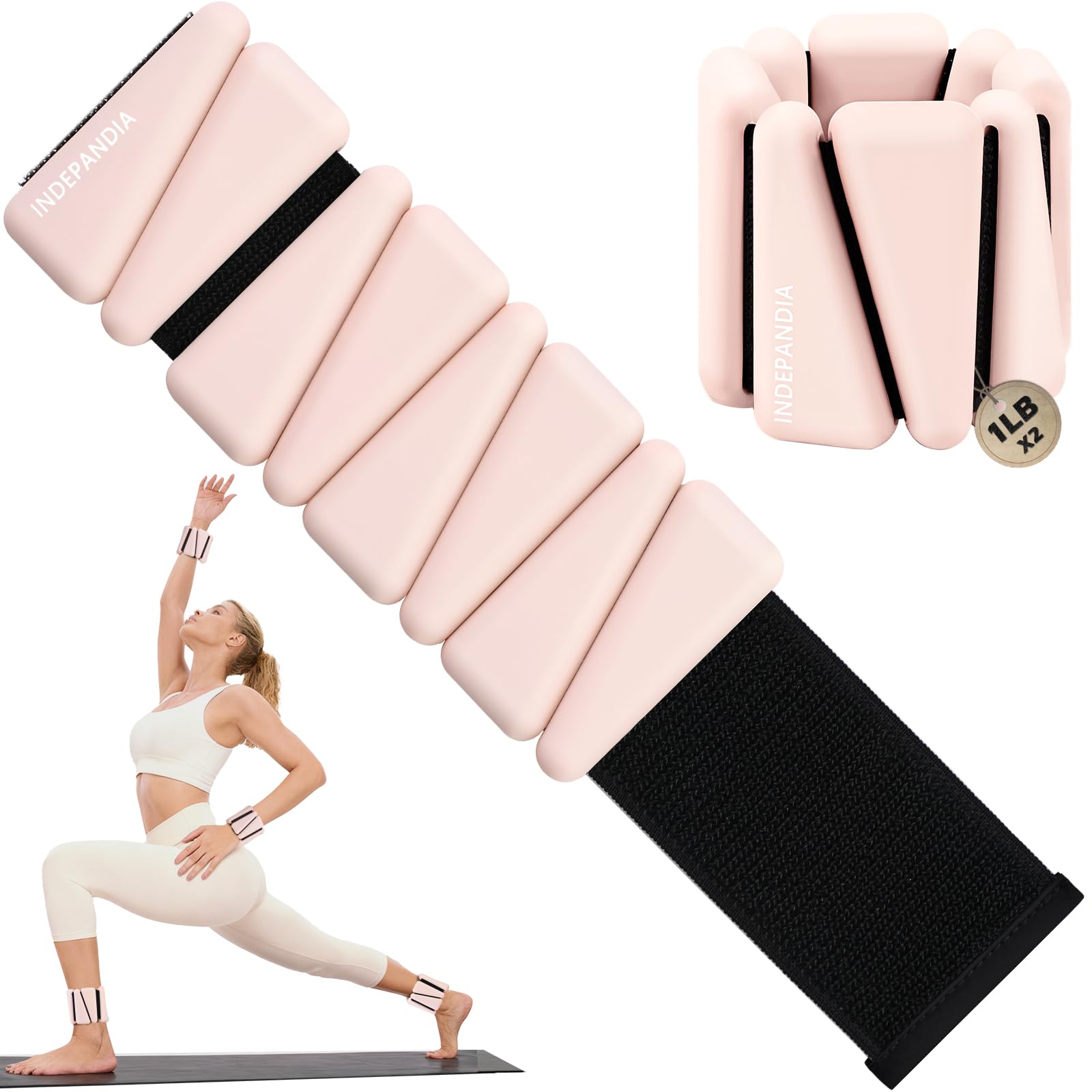 INDEPANDIA Wrist Ankle Weights for Women & Men, 2lbs Adjustable Weighted Bangles to Boost Calorie Burn & Strength, Arm & Leg Wei