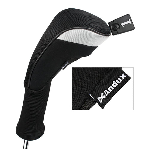 Andux 4Pcs/Set Golf 460Cc Driver Wood Club Head Covers Long Neck With Interchangeable No. Tags Black
