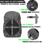 Joy Walker Backpack Rain Cover Waterproof Breathable Suitable For Hiking/Camping/Traveling (Black, Middle (For 30-40L Backpack))