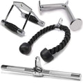 Yes4All Combo Double D Handle Cable Attachment, Tricep Ropetricep Pull Down Rope, Rotating Straight Bar, And V-Shaped Bar Handle