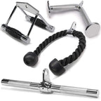 Yes4All Combo Double D Handle Cable Attachment, Tricep Ropetricep Pull Down Rope, Rotating Straight Bar, And V-Shaped Bar Handle