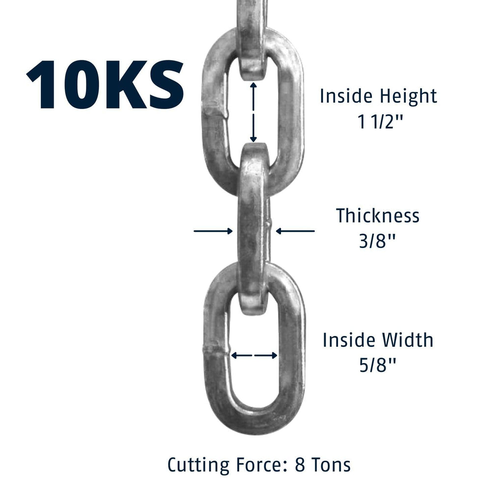 Abus Hardened Steel 10Ks 6 Foot X 3/8'' Thick Square Security Chain For Bikes, Containers, Trailers, Atv'S, Motorcycles And Pers
