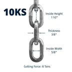 Abus Hardened Steel 10Ks 6 Foot X 3/8'' Thick Square Security Chain For Bikes, Containers, Trailers, Atv'S, Motorcycles And Pers