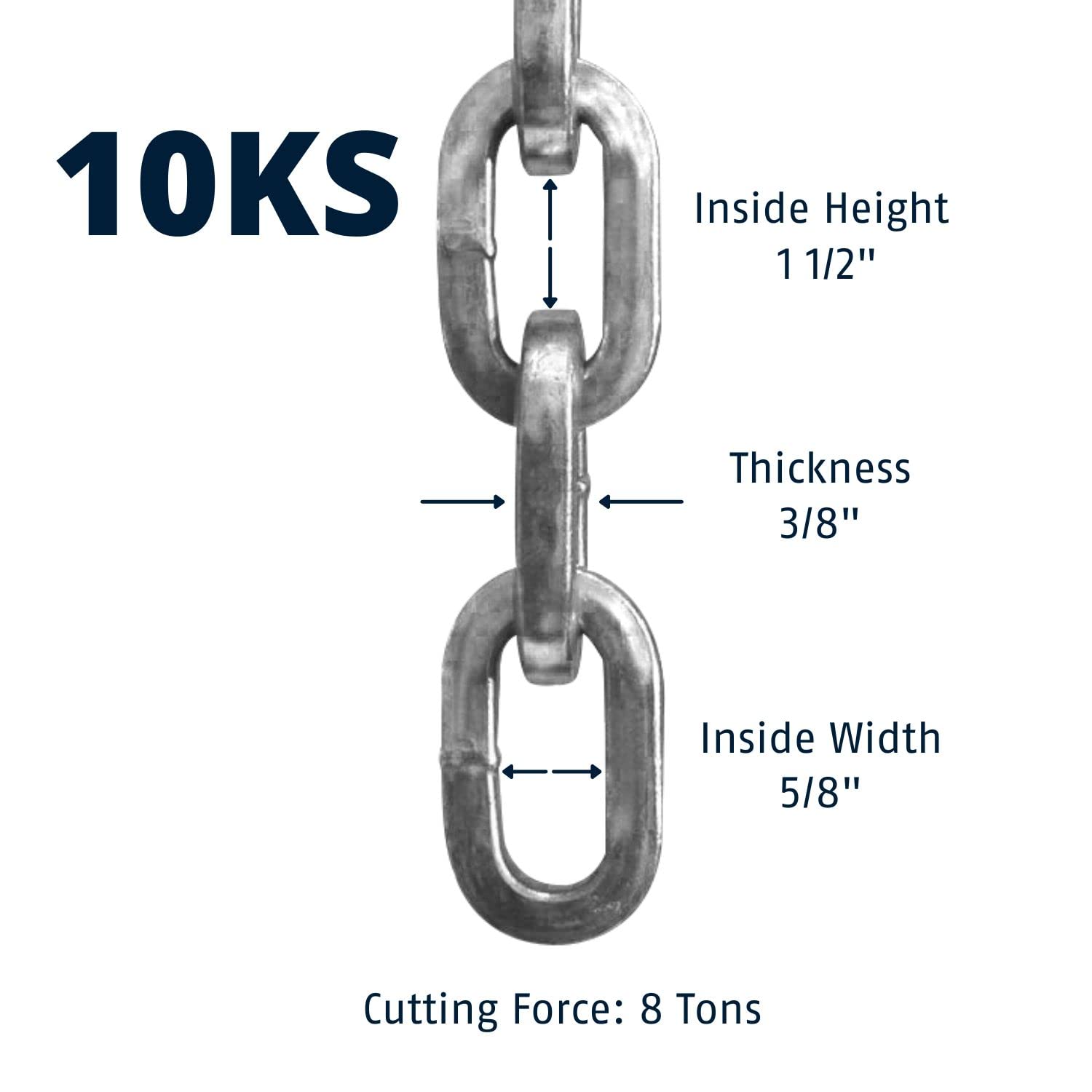 Abus Hardened Steel 10Ks 6 Foot X 3/8'' Thick Square Security Chain For Bikes, Containers, Trailers, Atv'S, Motorcycles And Pers