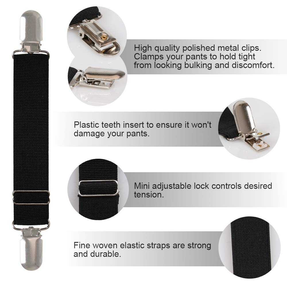 Boncas Sturdy Adjustable Elastic Boot Straps Motorcycle Pant Clips Bicycle Stirrups Straps Keeping Your Pants Tucked