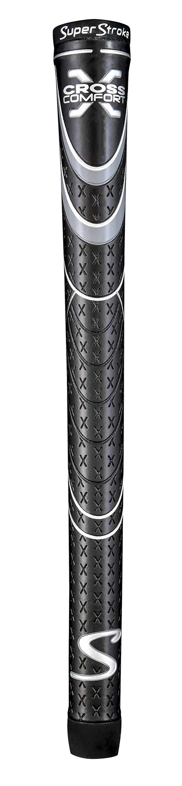 Superstroke Cross Comfort Golf Club Grip, Black/Gray (Undersize) | Soft & Tacky Polyurethane That Boosts Traction | X-Style Surf