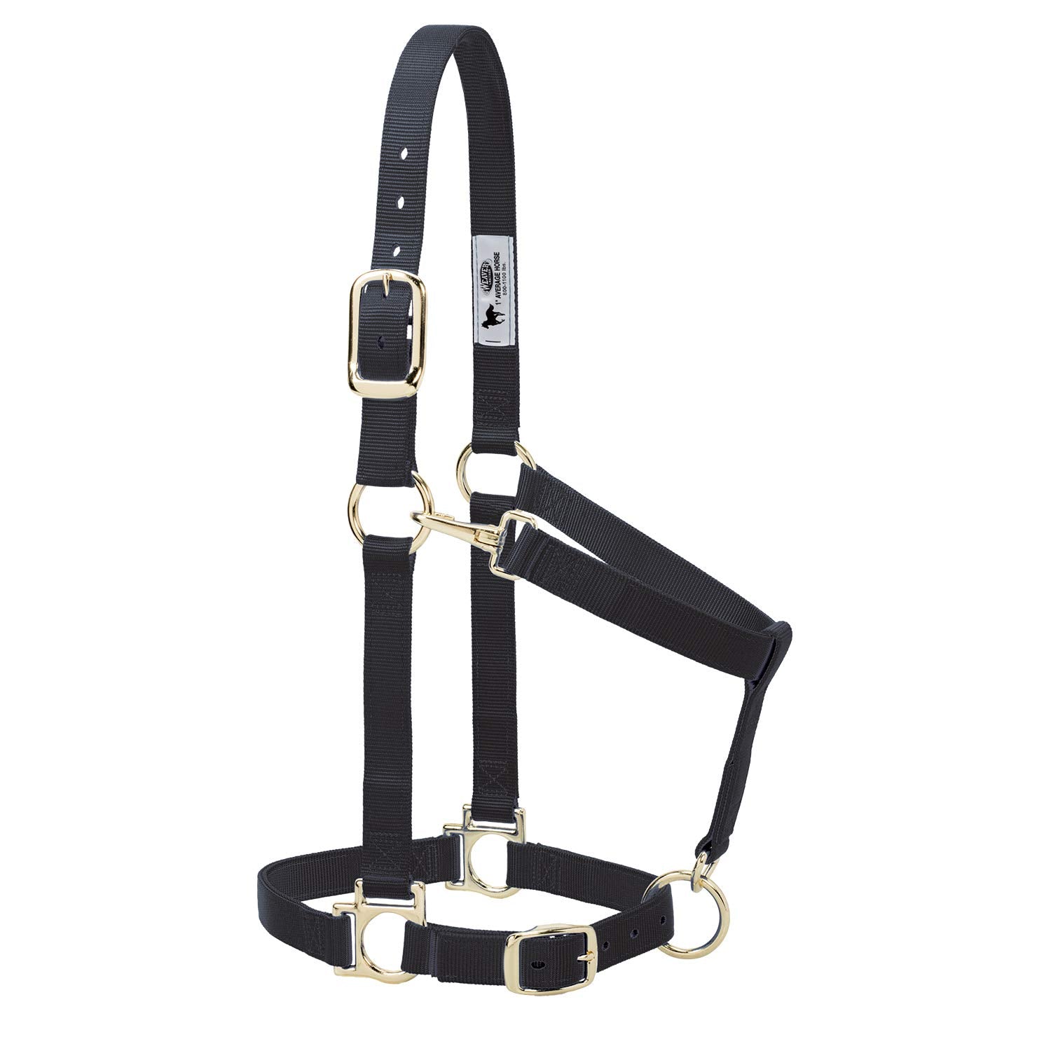 Weaver Leather Basic Adjustable Nylon Halter, Black, 1'' Average Horse
