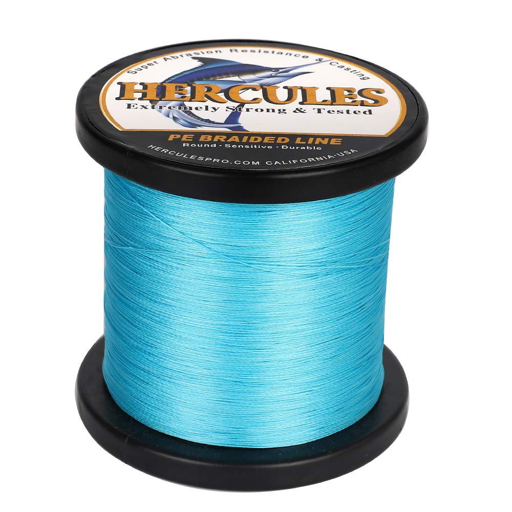 Hercules Braided Fishing Line 1500M 1640Yds 10Lbs-200Lbs Pe Superline 8 Strands (Blue 40Lb/18.1Kg 0.32Mm)