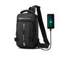 Gkaikpe Crossbody Sling Backpacks Sling Bag For Men Women Shoulder Backpack Chest Bags With Usb Charger Port Oxford Cloth, Black