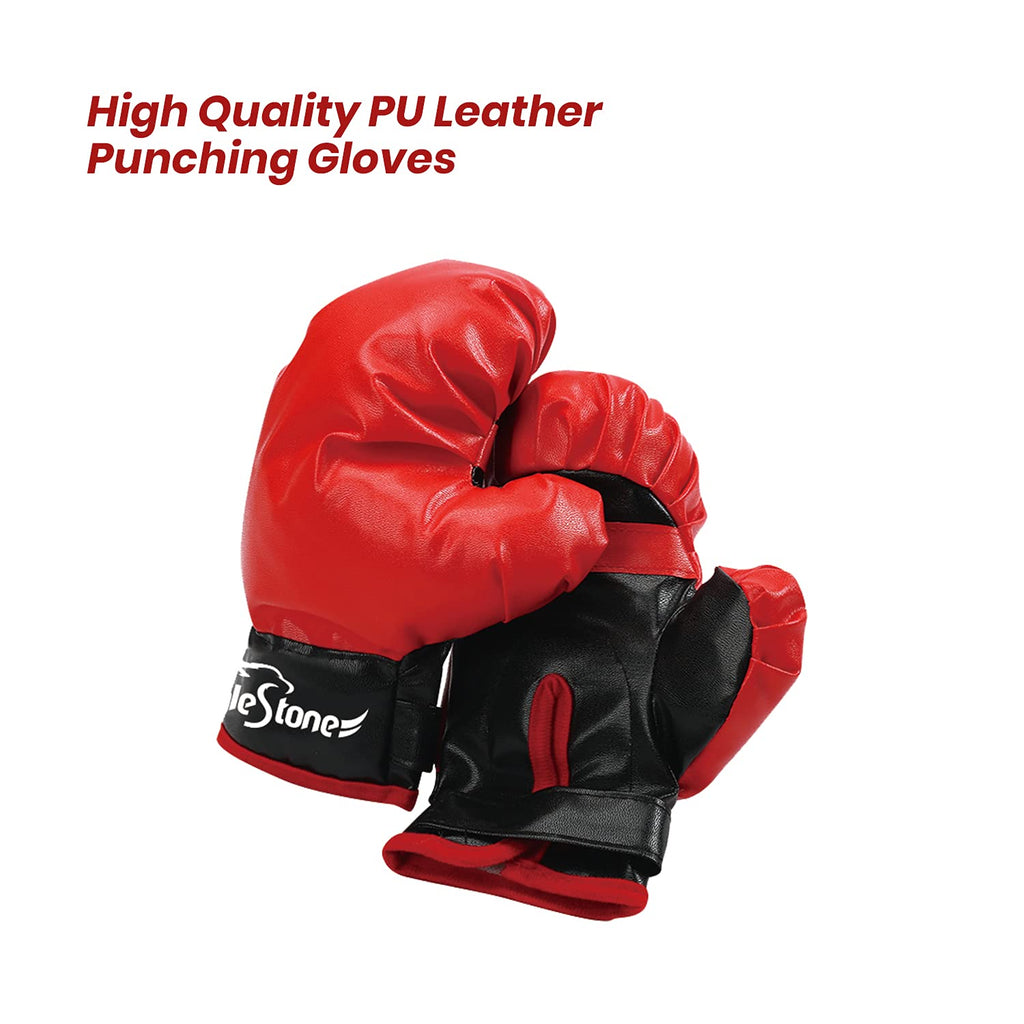 47 Kids Punching Bag with Boxing Gloves - Inflatable Boxing Bag for Boys & Girls, Standing Training Toy for Fitness & Stress Rel