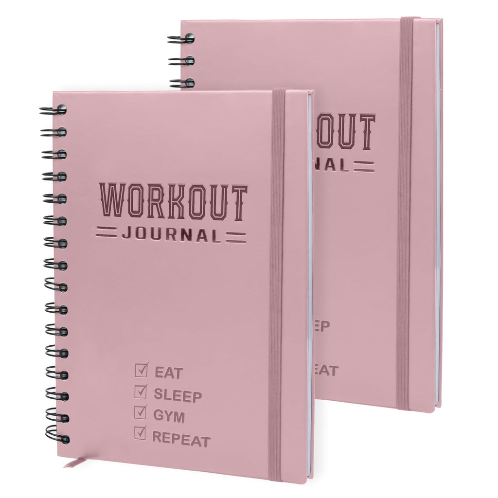 Hardcover Fitness Planner Workout Journal For Men & Women - Undated A5 Sturdy Fitness Log Book To Track Gym & Home Workouts - Pi