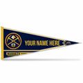 Rico Industries Nba Basketball Denver Nuggets Personalized - Custom 12'' X 30'' Soft Felt Pennant - Ez To Hang