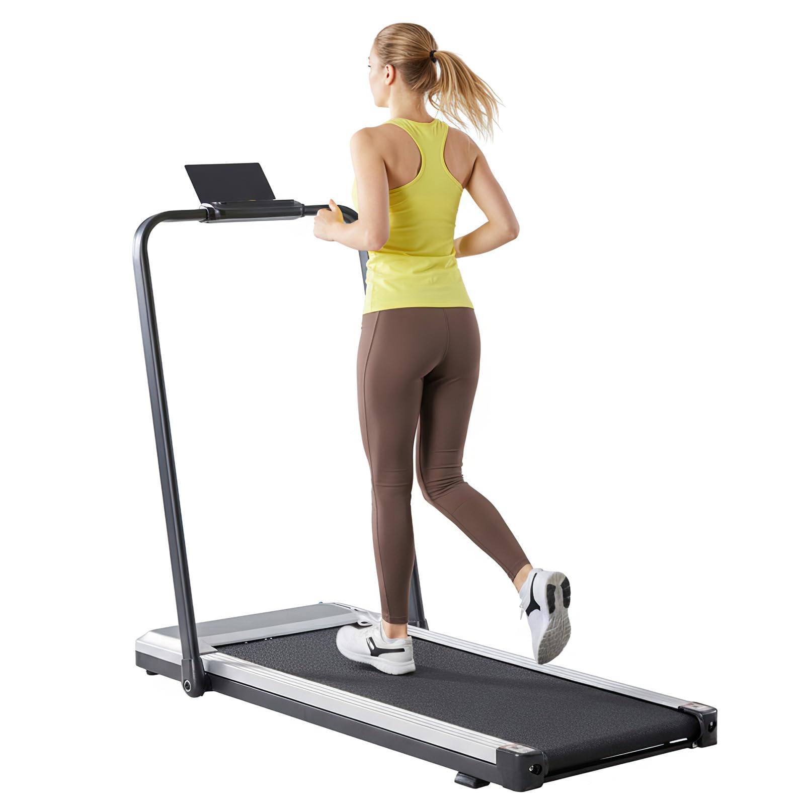 Sweetcrispy Walking Pad with Handle Bar, Folding Under Desk Treadmills with Handle, Portable Design for Home Office Workouts, Id