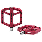 Rock Bros Mountain Bike Pedals Nylon Composite Bearing 9/16'' Mtb Bicycle Pedals With Wide Flat Platform Red