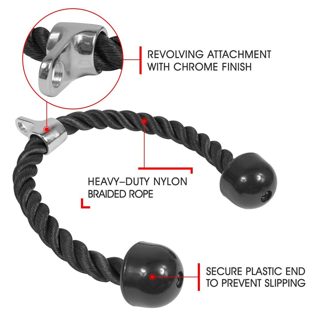 Yes4All Tricep Rope - Exercise Machine Attachment Press Down - 27'' Rope Length