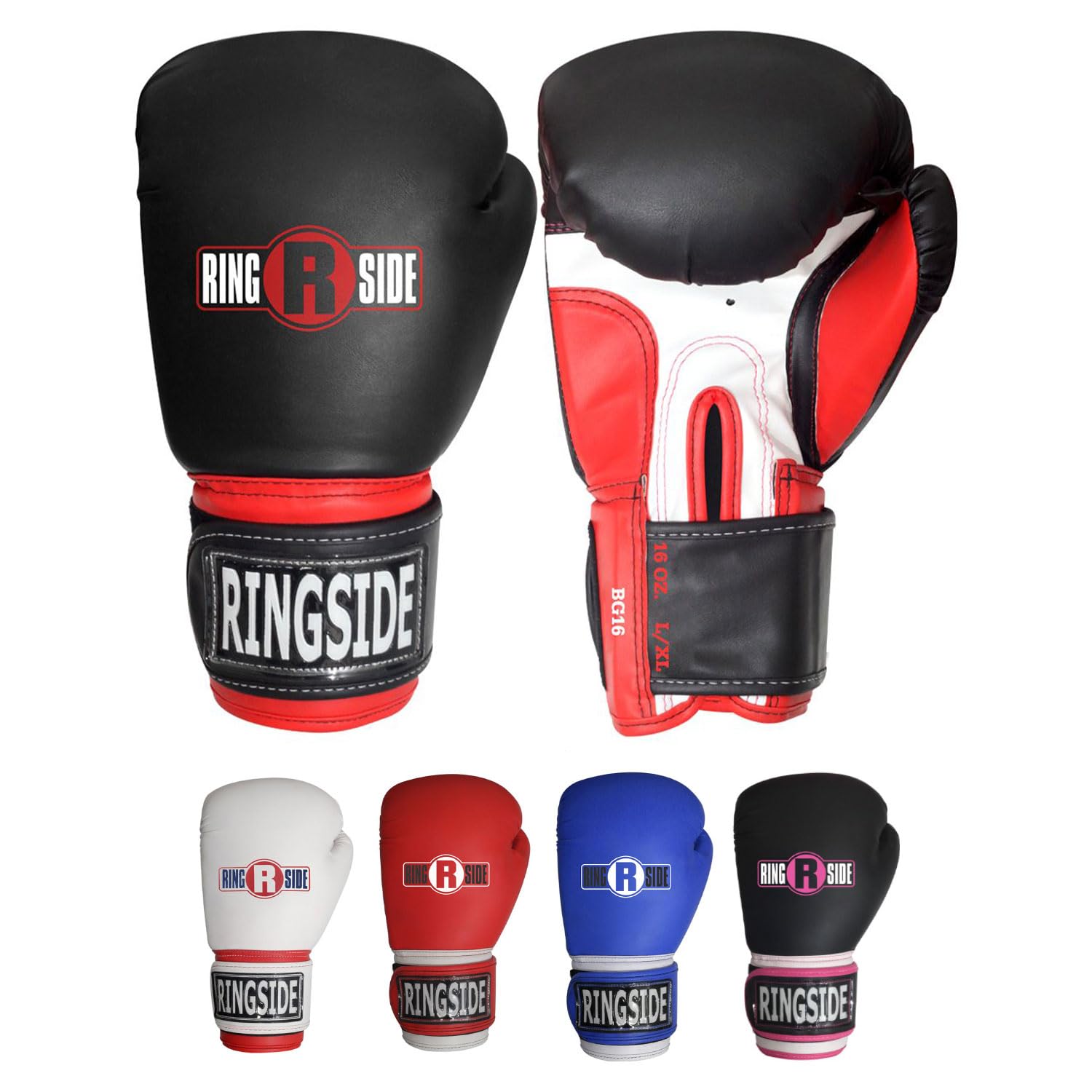 Ringside Pro Style Boxing Training Gloves Kickboxing Muay Thai Gel Sparring Punching Bag Mitts, Large/X-Large, Black/Red