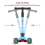 Allek Kick Scooter B02, Lean N Glide Scooter with Extra Wide PU Light-Up Wheels and 4 Adjustable Heights for Children from 3-12