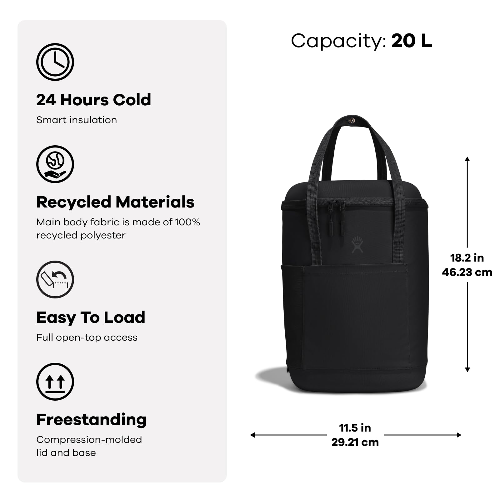 Hydro Flask Cooler Backpack - Insulated Portable Soft Cooler - 20 L Capacity in Koala Gray and Black