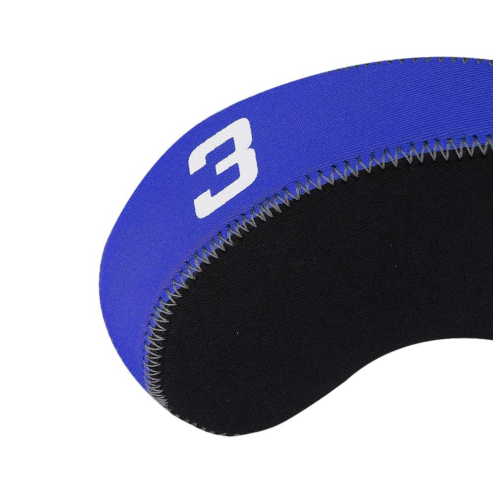 11Pcs/Set Neoprene Iron Headcover Set With Large No. For All Brands Callaway,Ping,Taylormade,Cobra Etc. (Blue & Black)