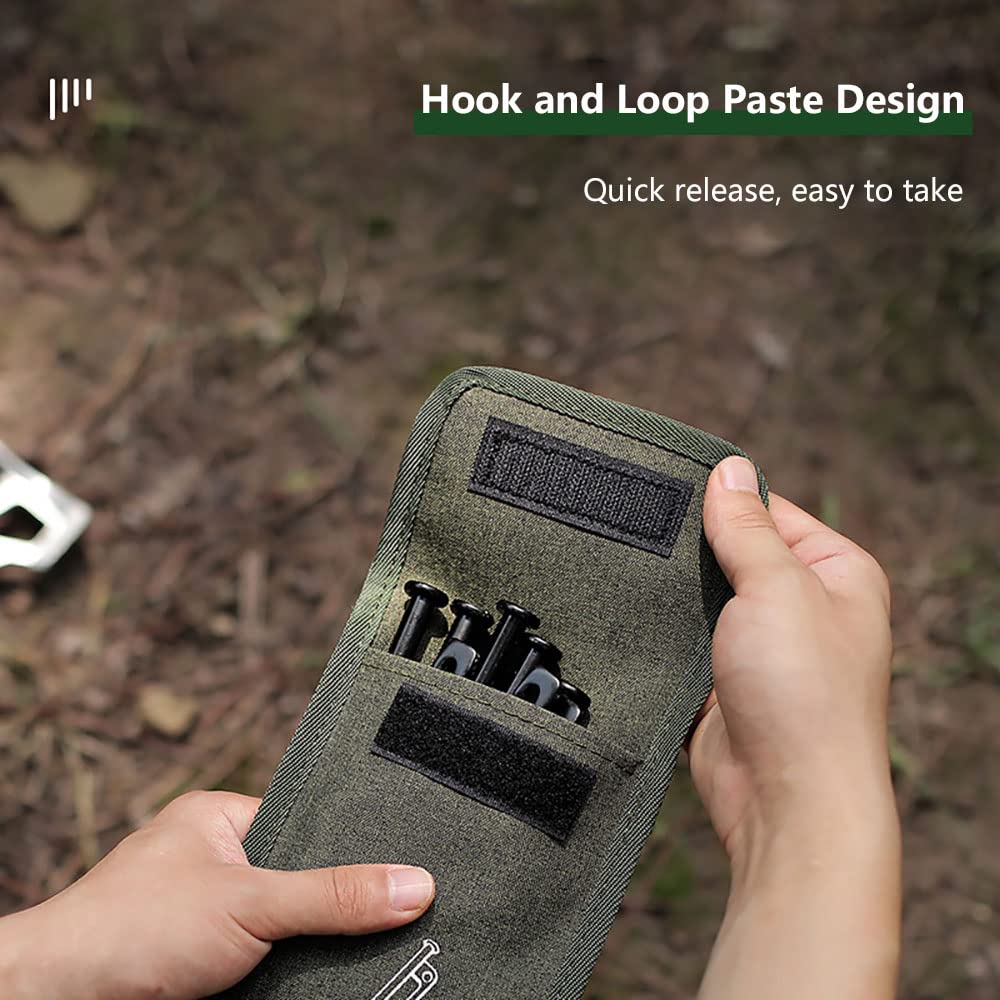 2Pcs Tent Stakes Bags(S+L) Puncture Resistant Tent Peg Storage Bags Large Capacity Waterproof Nail Pouch For Hiking Camping
