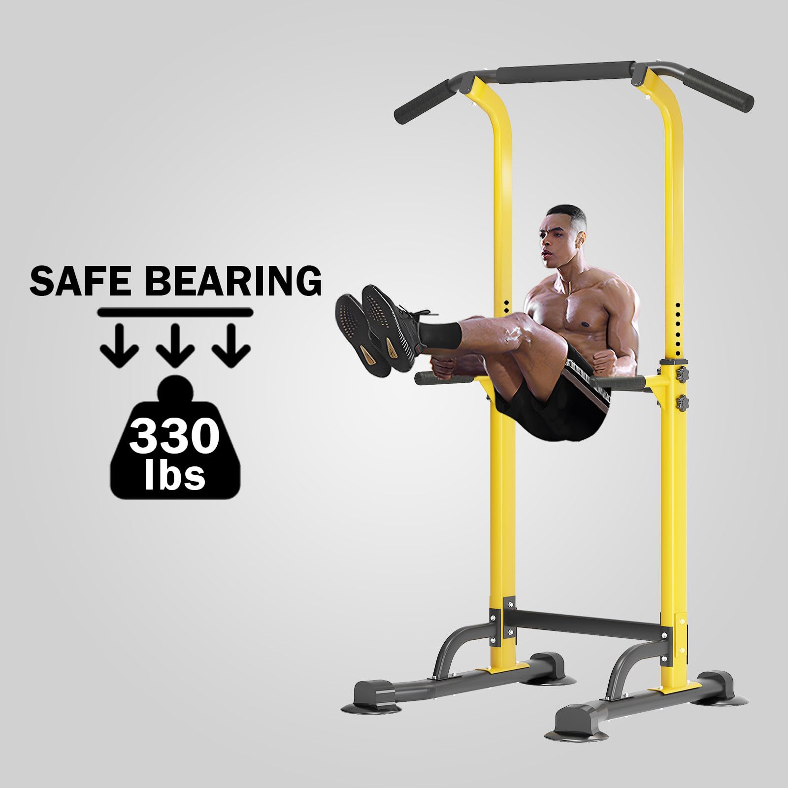 Sogespower Power Tower Dip Station Pull Up Bar For Home Gym Adjustable Height Strength Training Workout Equipment,Yellow