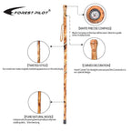 Forest Pilot Big Ball Head Twisted Style Wooden Walking Stick For Hiking With Compass (Nature Color, 48 Inches, One Piece)