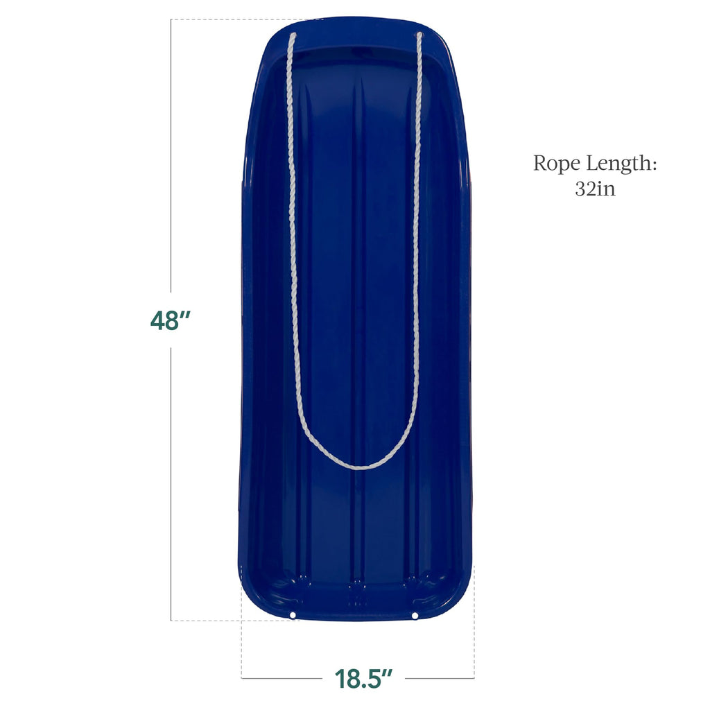 Best Choice Products 48In Kids Plastic Toboggan Snow Sled W/Pull Rope - Blue