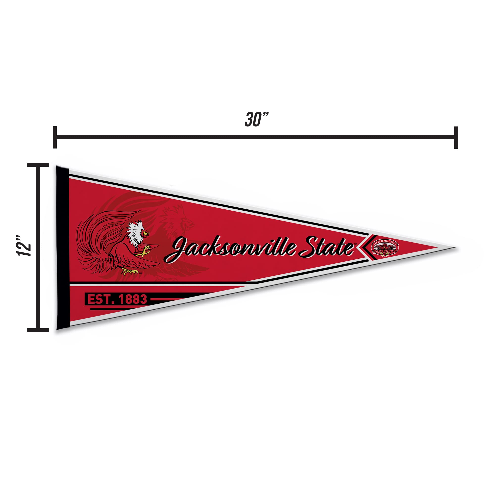 Rico Industries Ncaa Jacksonville State Gamecocks Classic 12'' X 30'' Felt Wall D  Cor Pennant - Great For Home/Bed Room/Man Cav