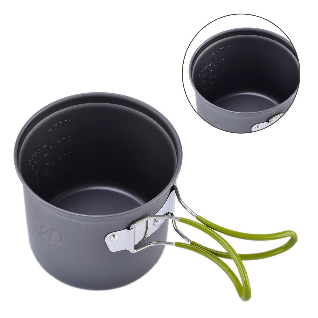 Camp Stove,Petforu Outdoor Camping Stove Cookware Hiking Backpacking Picnic Cookware Cooking Tool Set Pot Pan + Piezo Ignition C