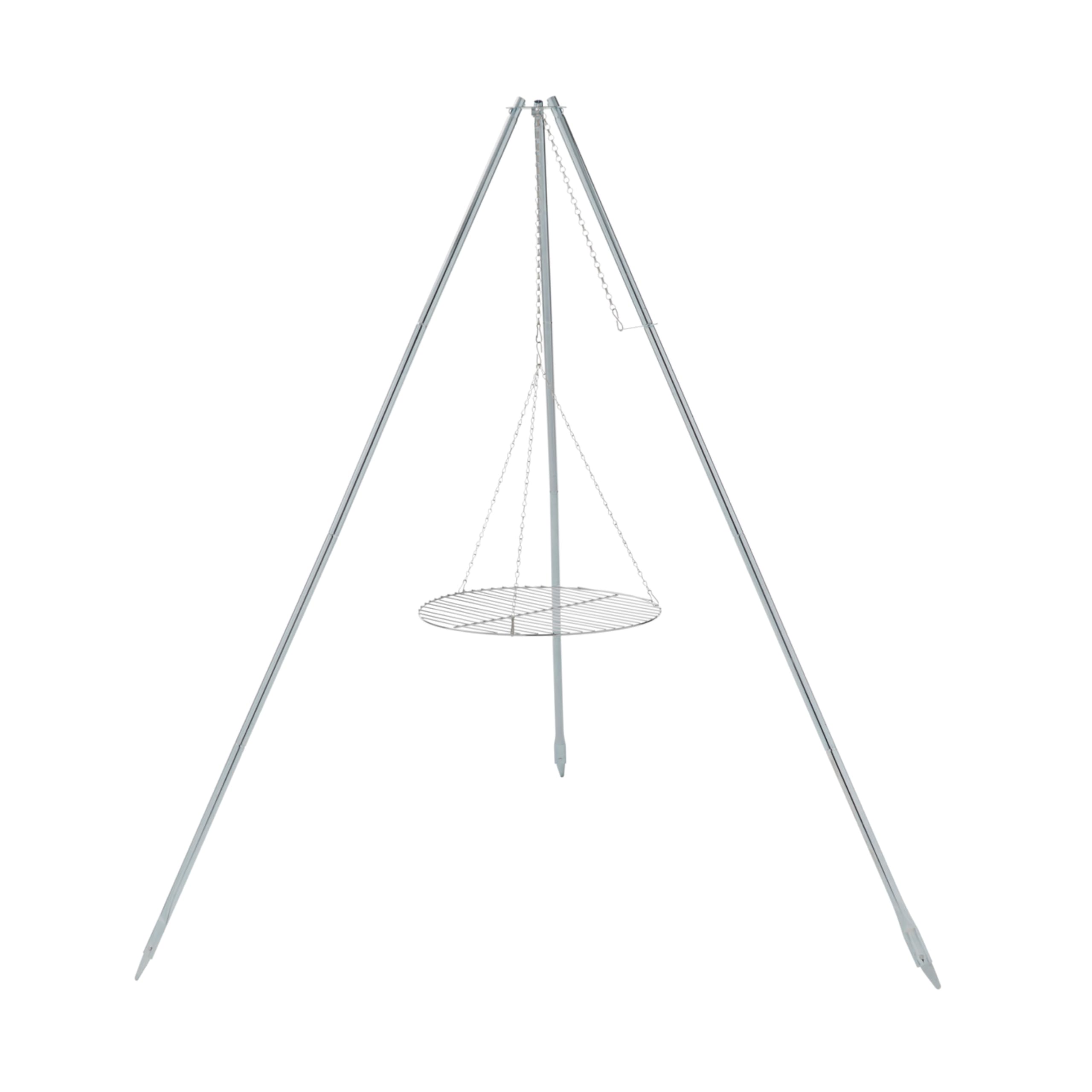 Coleman Tripod Campfire Grill & Lantern Hanger, Grill Grate with Adjustable Height for Cooking Over Fire, Steel Firepit Cooking 